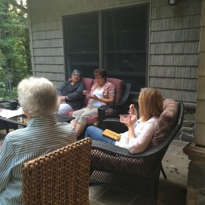 Gathering outside for conversation